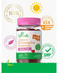 Carlyle Kids B Complex Gummies | 100 Count | Vegan | Natural Peach Raspberry Flavor | Non-GMO, Gluten Free | by Lil' Sprouts