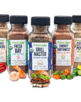 FreshJax Grill Seasoning Gift Set | Pack of 5 Organic Grilling Spices | Grilling Gifts for Men | Peppered Habanero, Fresh Bay, Grill Master, Smokey Southwest & Citrus Pepper | BBQ Grill Spices and Seasoning Sets