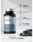 L-Lysine | 2000mg | 250 Caplets | Vegetarian, Non-GMO, and Gluten Free Supplement | by Horbaach