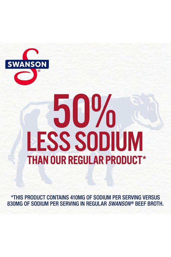 Swanson 100% Natural, 50% Less Sodium Beef Broth, 32 oz Carton