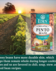 Eden Organic Pinto Beans 15 oz Can 12Pack No Salt Added NonGMO Gluten Free Vegan Kosher US Grown Heat and Serve Macrobiotic Frijol Pinto