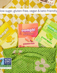 Oomph Sweets Mini Chews Low Sugar Fruit Snack  Low Calorie High Fiber Taffy Keto Vegan Healthy Candy for Kids  Adults 6 Variety Packs