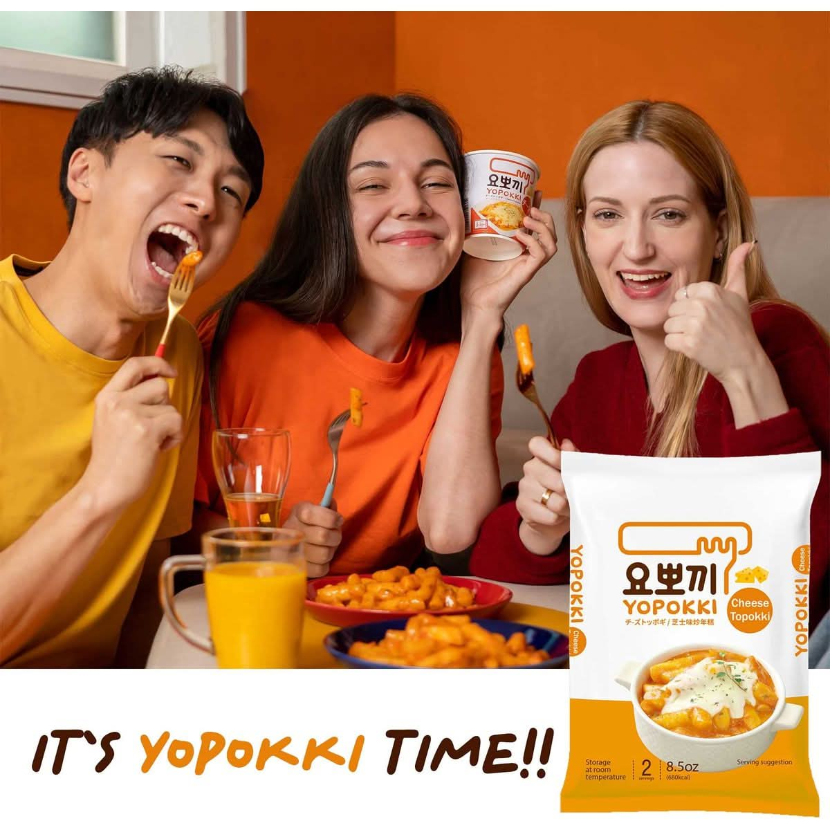 Yopokki Instant Tteokbokki Pack Cheese Pack of 2 Korean Street food with cheese sauce Topokki Rice Cake  Quick  Easy to Prepare