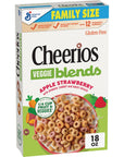 Cheerios Veggie Blends Breakfast Cereal Apple Strawberry Flavored Made With Fruits and Veggies Family Size 18 oz