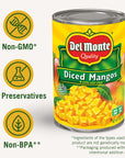 Del Monte Diced Mango in Extra Light Syrup Canned Fruit 12 Pack 15 oz Can Yellow