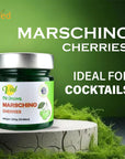 Ved Gourmet Original Green Maraschino Cherries  Italian Cherry for OldFashioned Cocktails  Vegan Cocktail Bourbon Cherries in Natural Syrup for Cocktail Garnish  300g Jar