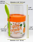 DLK  Portable Glass Yogurt Cup with Spoon  14 oz Breakfast on the Go Cup  Take and Go Yoghurt Cup with Topping Cereal or Oatmeal Container DLKKTCH140