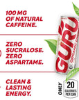 GURU Lite Low Sugar - Clean Energy Drink - 8.4 oz Cans (Pack of 24)