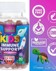 Kids Immune Support Gummies with Vitamin C, Zinc & Echinacea, Gluten Free & Non-GMO Chewable Immune Support for Kids Gummy, Daily Childrens Immune Support Vitamins, Vegan, Berry Flavor - 90 Gummies