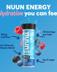 Nuun Hydration Energy Electrolyte Tablets with Caffeine B Vitamins and Ginseng Berry Blast 8 Pack 80 Servings