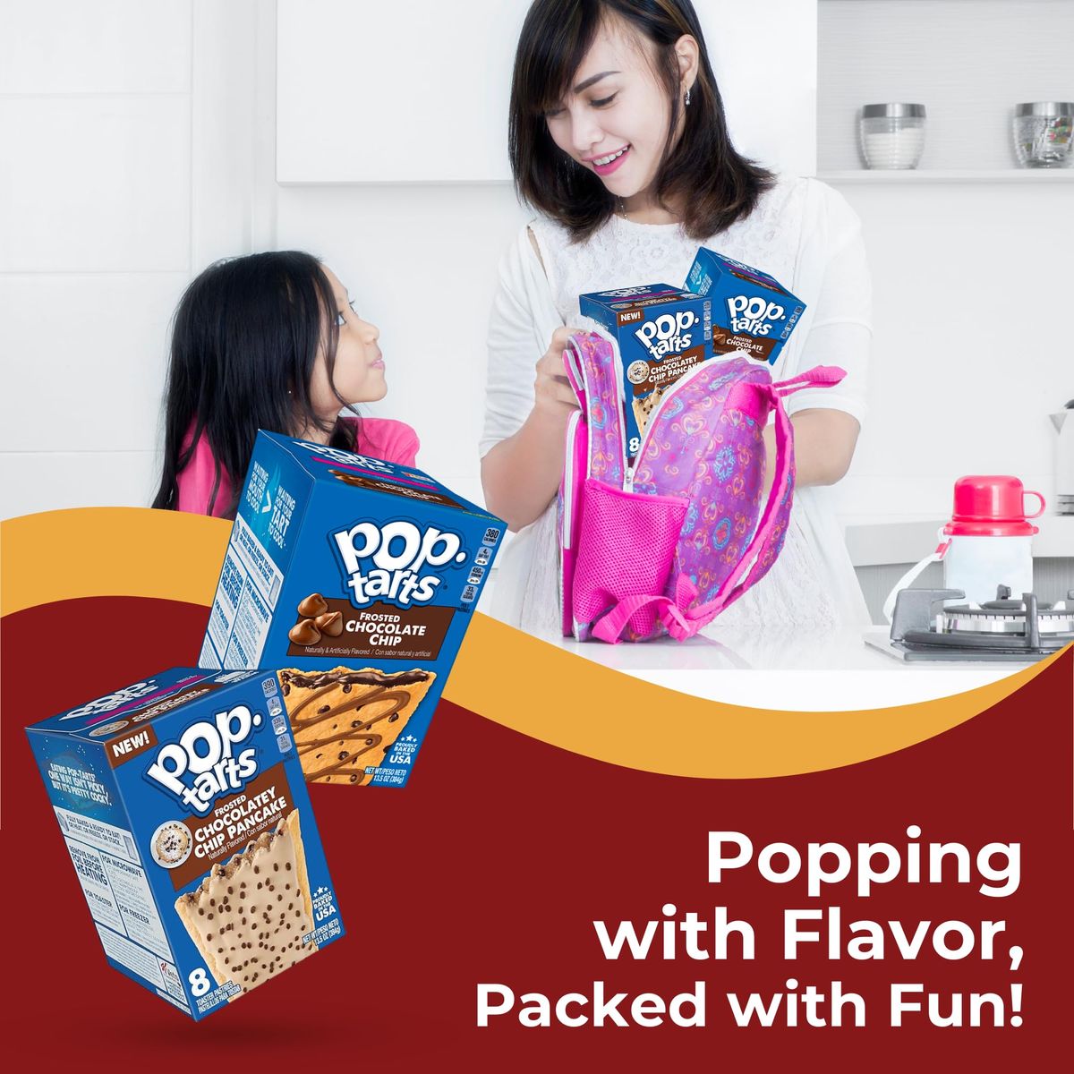 Frosted Pastries Bundle Includes Pop Tarts Variety Pack One each 135 Oz Box of Pop Tarts Chocolate Chip Pop Tarts Chocolatey Chip Pancake Breakfast Pastries And a free Snack Mode Compact Pouch