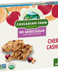 Cascadian Farm Organic Cherry Cashew Chewy Granola Bars, No Added Sugar, 6 oz, 5 Count