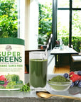 Super Greens Powder Drink Mix Natural Flavors 106 Oz with Moofin Golden SS Spoon  Organic Green Vibrance Powder Fruits Vegetables Mushrooms  Probiotics NutrientRich Easy Mix