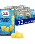 Dole Canned Fruit Pineapple Chunks in 100 Pineapple Juice Gluten Free Pantry Staples 20 Oz 12 Count Packaging May Vary