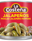 La Costeña Whole Jalapeño Peppers  Pickled Green Hot Jalapeños  12 Ounce Can