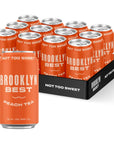 Brooklyn Best Low Sugar Peach Iced Tea  12 oz Cans 12Pack  50 Calories  Organic Cane Sugar Black Tea Peach  Lemon Juice  Natural Caffeine  No Artificial Ingredients  Not Too Sweet Beverage