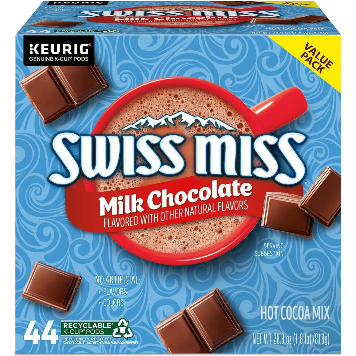 Swiss Miss Milk Chocolate Hot Cocoa Keurig SingleServe KCup Pods 44 Count