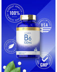 Carlyle Vitamin B6 100mg | 500 Tablets | Vegetarian, Non-GMO, Gluten Free