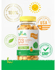 Carlyle Vitamin D3 Gummies for Kids | 1000 IU (25 mcg) | 180 Count | Vegetarian, Non-GMO, and Gluten Free High Potency Formula | Natural Pineapple Flavor | by Lil' Sprouts