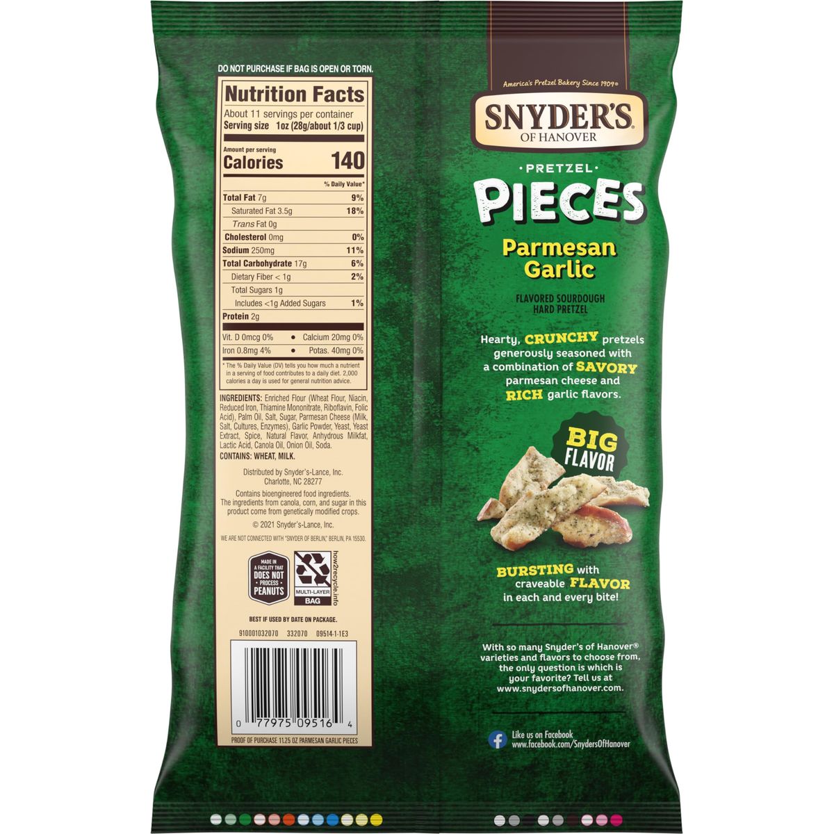 Snyders of Hanover Pretzel Pieces Parmesan Garlic 1125 Oz