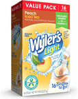 Wylers Light Singles To Go Powder Packets Water Drink Mix Peach Iced Tea 16 Count 6 Boxes 96 Single Servings