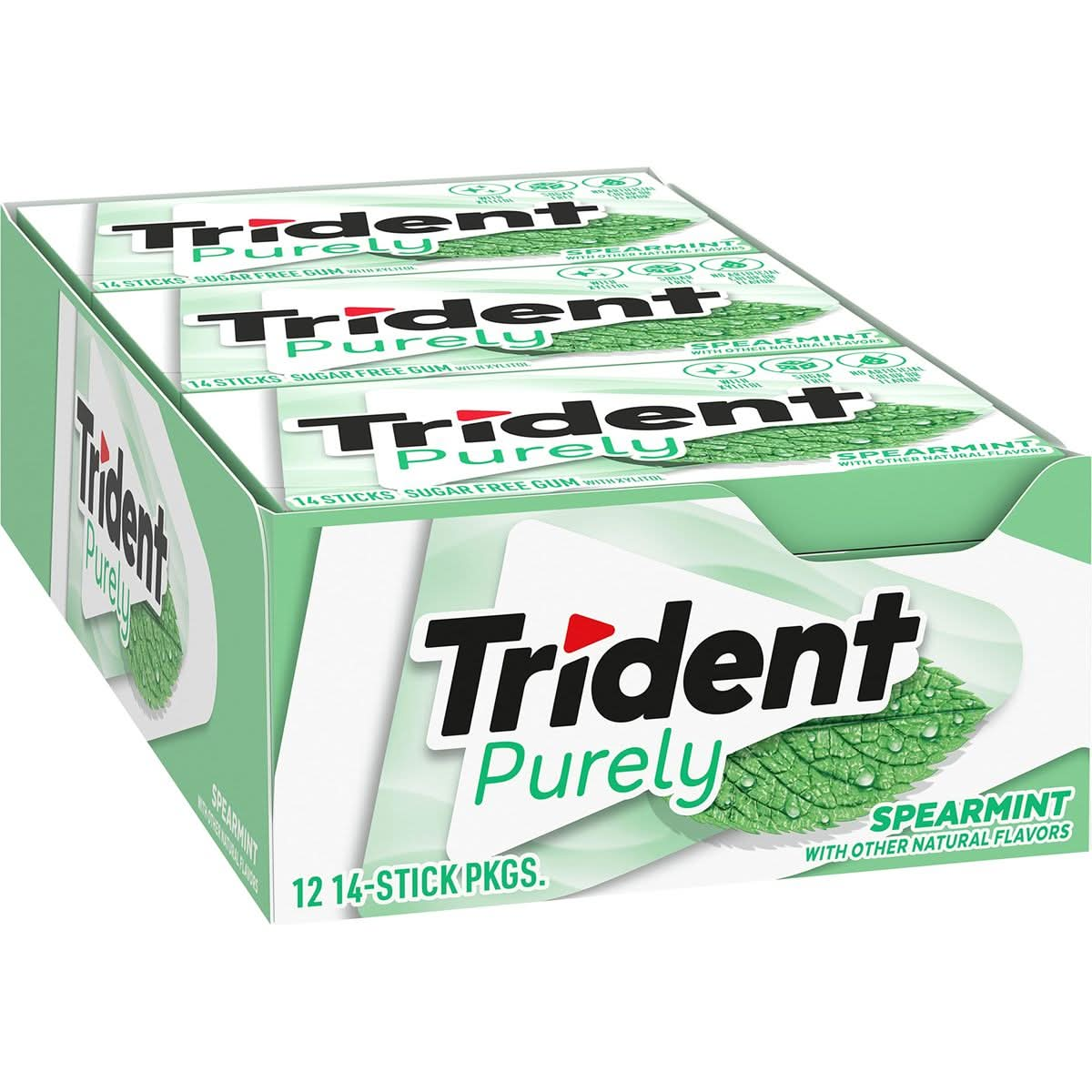 Trident Purely Spearmint Sugar Free Gum 12 Packs of 14 Pieces 168 Total Pieces