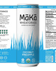 MAKA Wheatgrass Yerba Mate Tea Organic Sparking Beverage Coconut Pineapple 12 Fl Oz Pack of 12 90mg Caffeine Energy