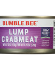 Bumble Bee Lump Crab Meat Wild Caught 6 oz Can Small Chunks Drain Before Use 16g Protein