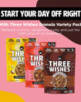 Three Wishes Granola Variety Pack 3Pack  Gluten Free Granola 6g Protein  3g Sugar Healthy Breakfast  OntheGo Snack  Vegan Kosher  GrainFree