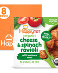 Happy Tot Organics Love My Veggies Bowl, Cheese & Spinach Ravioli with Marinara Sauce, 4.5 Ounce Pouch (Pack of 8) packaging may vary