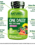 NATURELO One Daily Multivitamin for Women 50+ (Iron Free) - Menopause Support for Women Over 50 - Whole Food Supplement - Non-GMO - No Soy - 60 Capsules - 2 Month Supply