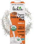 Lechia 32oz NonDairy Milk Chia Flax Milk Vanilla No Sugar Added Pack of 6 USDA Organic NonGMO  Fiber Calcium Omega3  Shelf Stable free of Nuts Soy Gluten Lactose Carrageenan