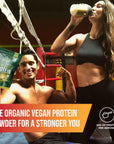 Organic Muscle Organic Vegan Protein Powder - Plant Based Strawberry Protein Powder with Pea, Hemp, Brown Rice, Chia Seed & Amino Acids - Low Calorie for Muscle Growth & Speed Recovery