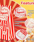 MAQIHAN 50 Popcorn Bags Individual Servings  Flat Bottom Paper Popcorn Food Bags Party Pop Corn Sleeves Bulk Carnival Halloween Snack Packs Gift Favor Treat bolsas para palomitas Movie Night Supplies