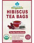 Organic Hibiscus Tea Bags  VALUE PACK 100 Count Sachets of Rare Variety Thai Red Purple Hibiscus Loose Flowers  Small Lot EcoFarmed