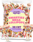 Smarties Mega Lollipops Vegan Hard Candy Pops Bulk Pack 30 Count 22 Pounds