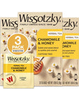 Wissotzky Chamomile  Honey Herbal Tea 3 Pack  60 Tea Bags  Soothing Blend  Caffeine Free Tea  Relaxation