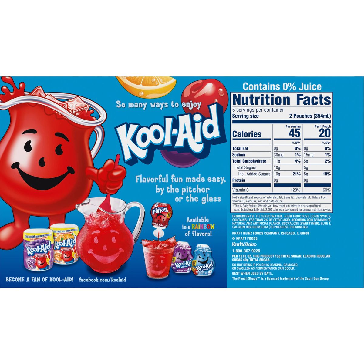 KoolAid Jammers Tropical Punch Flavored Kids 0 Juice Drink 10 ct Box 6 fl oz Pouches