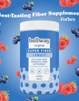 Bellway Super Fiber Powder + Fruit, Sugar Free Organic Psyllium Husk Powder Fiber Supplement for Regularity, Bloating Relief & Gut Health, Non-GMO, Plant-Based, Mixed Berry (12.8 oz)