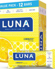 LUNA Bar - LemonZest Flavor - Gluten-Free - Non-GMO - 7-9g Protein - Made with Organic Oats - Low Glycemic - Whole Nutrition Snack Bars - 1.69 oz. (12 Pack)