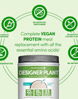 Designer Wellness, Designer Plant Meal Replacement, Pea Protein and Organic Sprouted Rice Protein Powder with Vitamins, Minerals, Healthy Fats, and Antioxidants, Madagascar Vanilla, 1.32 Pounds