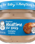 Gerber Mealtime for Baby 2nd Foods Baby Food Jar, Chicken & Gravy, Non-GMO Pureed Baby Food with Essential Nutrients, 2.5-Ounce Glass Jar (Pack of 20 Jars)