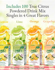 True Citrus Variety Pack  Natural Water Flavoring Packets with True Lemon True Lime True Orange True Grapefruit  100 Count Total with 25 counts of each Lemon Lime Orange Grapefruit