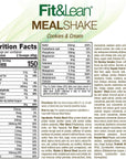 Fit & Lean Meal Shake, Fat Burning Meal Replacement, Meal Replacement with Protein, Fiber, Probiotics and Organic Fruits & Vegetables, Cookies and Cream, 1lb, 10 Servings Per Container