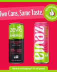 Zevia Zero Sugar Strawberry Kiwi Energy Drink 12 Fl Oz Cans Pack of 12