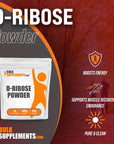 BULKSUPPLEMENTS.COM D-Ribose Powder - Peak ATP - Ribose Powder - Ribose Supplement - D Ribose Powder Bulk - 5g (5000mg) per Serving, 100 Servings (500 Grams - 1.1 lbs)