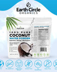 Earth Circle Organics Pure Coconut Water Powder  Hydration  Energy and Electrolyte Supplement  No Additives or Added Sugar  Vegan  Gluten Free  8oz