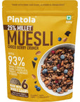 Pintola Dark Chocolate  Cranberry Muesli with 25 Millet  60 Wholegrains 800g Healthy breakfast cereal with 6 varied Nuts  seeds No Preservatives High in Fibre  Protein Cholesterol Free