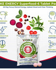 Voke Energy Tablets - Rapid Focus Superfood Chewable Tablets, Pocket Portable, Resealable Packaging, Vitamin C, Supports Focus Memory Concentration Clear Thinking and Good Mood. 60 Count (Pack of 10)