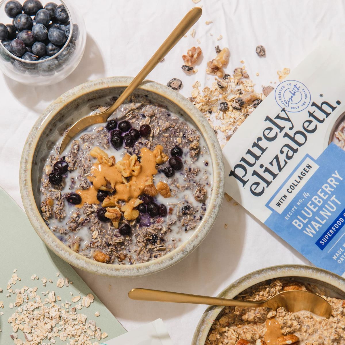 Purely Elizabeth Blueberry Walnut Superfood Oatmeal Pouch 8oz 8oz Bag Collagen GlutenFree Organic Oats